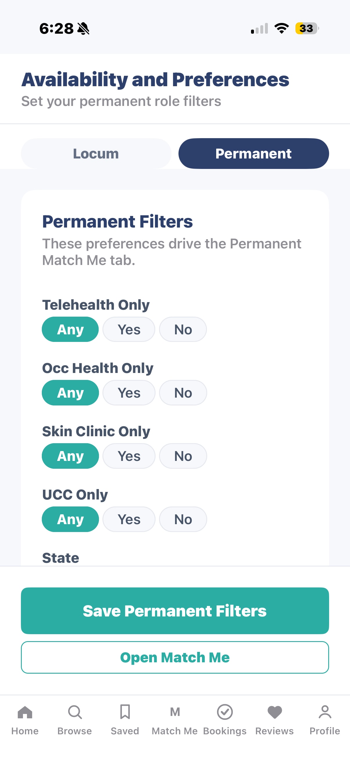Heart Bridge Health service-line filters — telehealth, occupational health, skin clinic and UCC