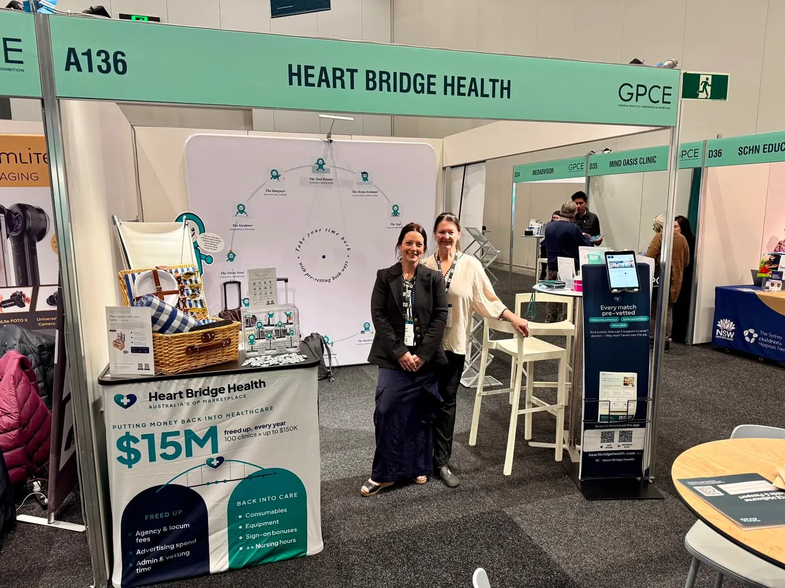 Wide view of the Heart Bridge Health exhibition stand at GPCE